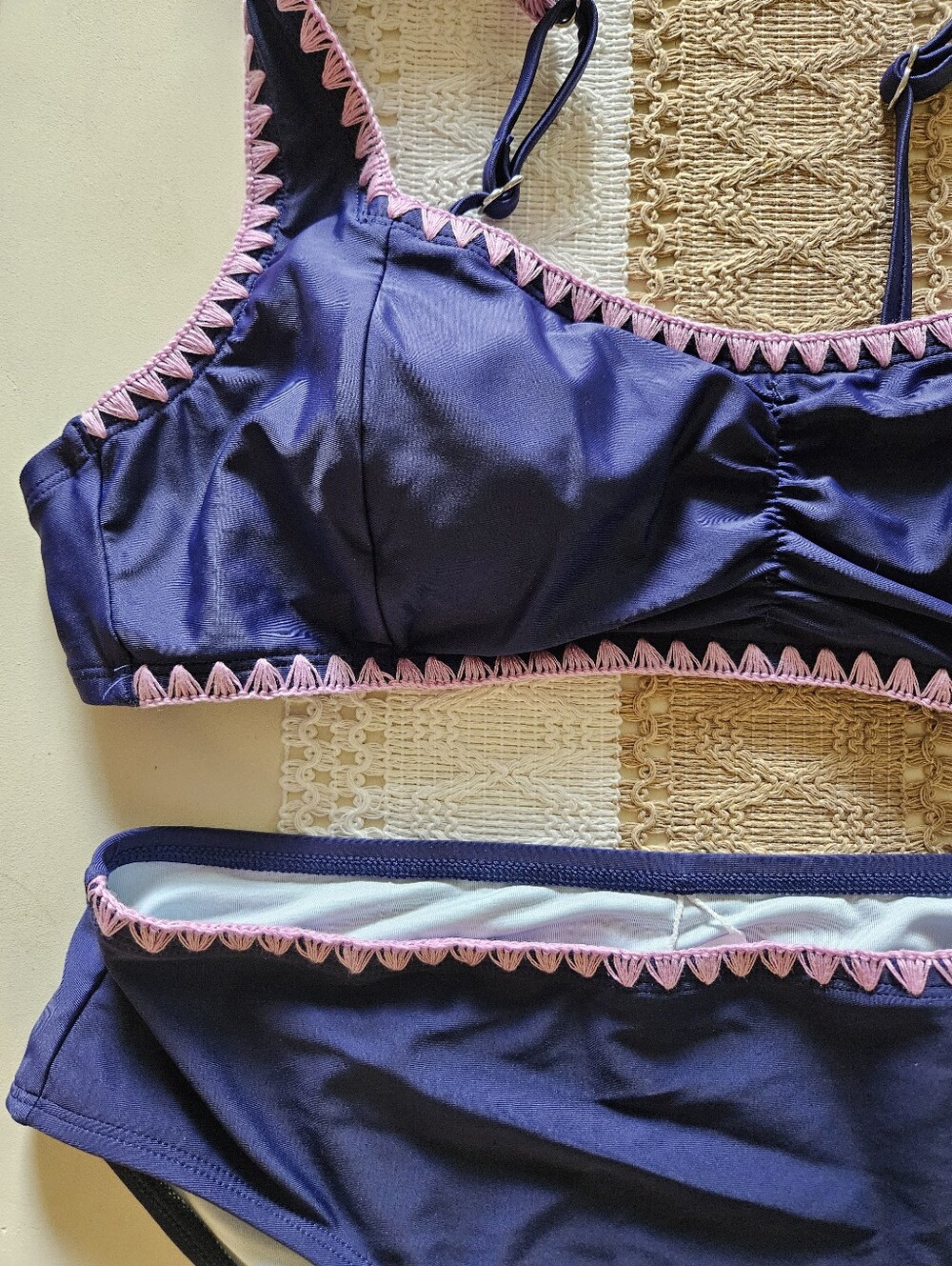 Cupshe Purple Bikini with Pink Trim size Medium - Picture 2 of 4
